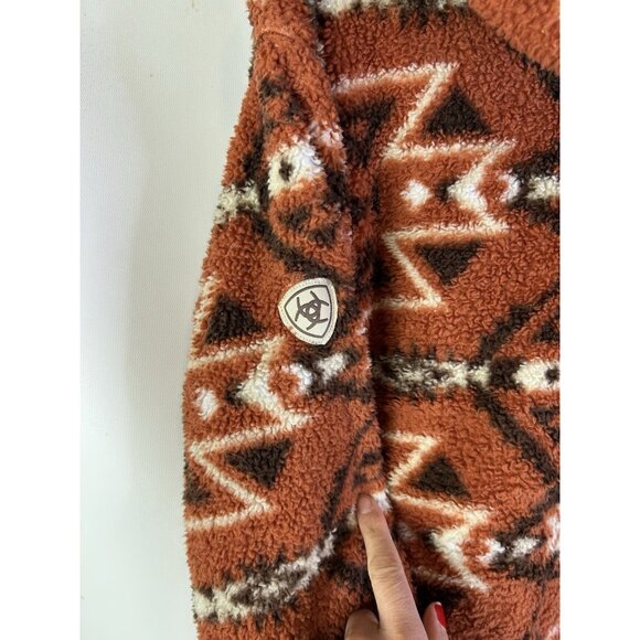 Ariat Rainbow Navajo Western Fleece Hooded 1/2 Zip Jacket - Picture 7 of 7